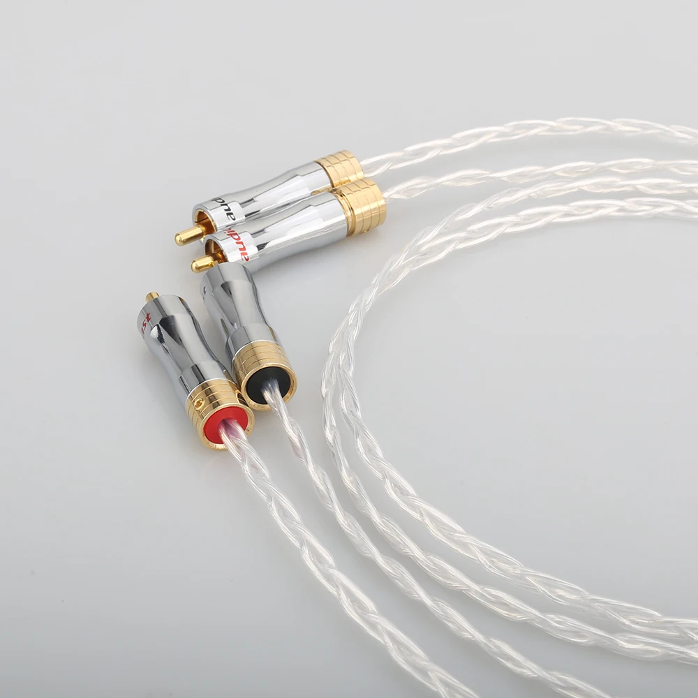 

Hifi 8N OCC Copper Silver Plated RCA to RCA Cable RCA plug to rca Male audio Cable