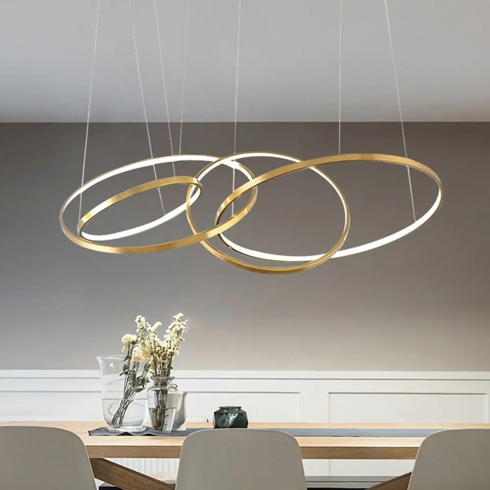 

Lamparas De Techo Colgante Moderna Ring Circle LED Pendant Lights Steel Modern Pendente Iluminacao Deco Maison Lustre Moderno
