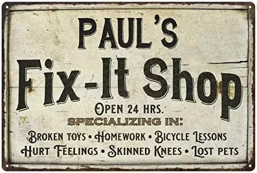 

Paul's Fix It Shop Aluminum Sign Metal Plate Decorative Sign Home Decor