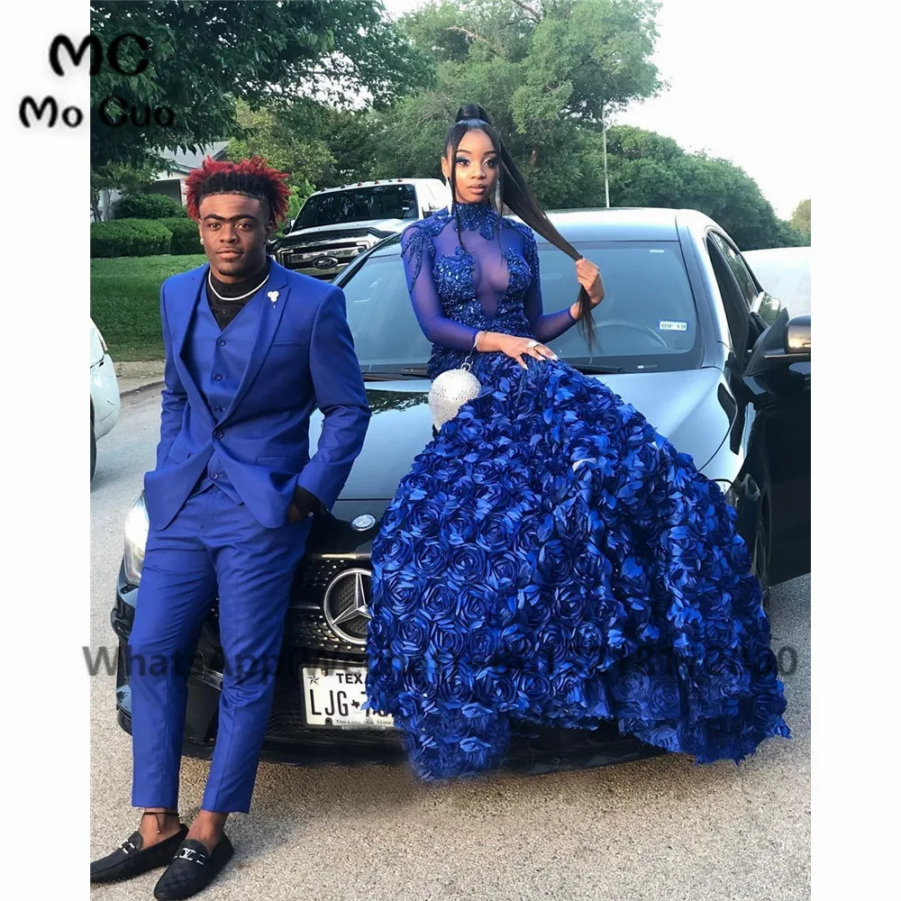 Женское вечернее платье с юбкой годе Royer синее черное длинными рукавами высоким