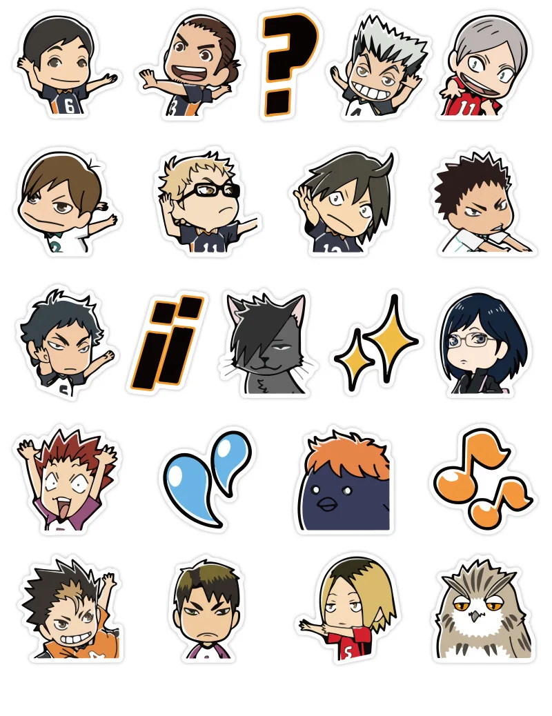 

40Pcs Haikyuu Anime Stickers Cute Cartoon Character Funny Sticker Pack Laptop Skateboard Suitcase Car Kids Stickers Classic Toys