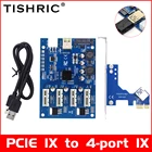 Видеокарта TISHRIC PCIE 1X на 4 порта 1X множитель PCI Express, Райзер 009S Plus SATA, Райзер-карта PCI 15 pin + 6pin, порт питания