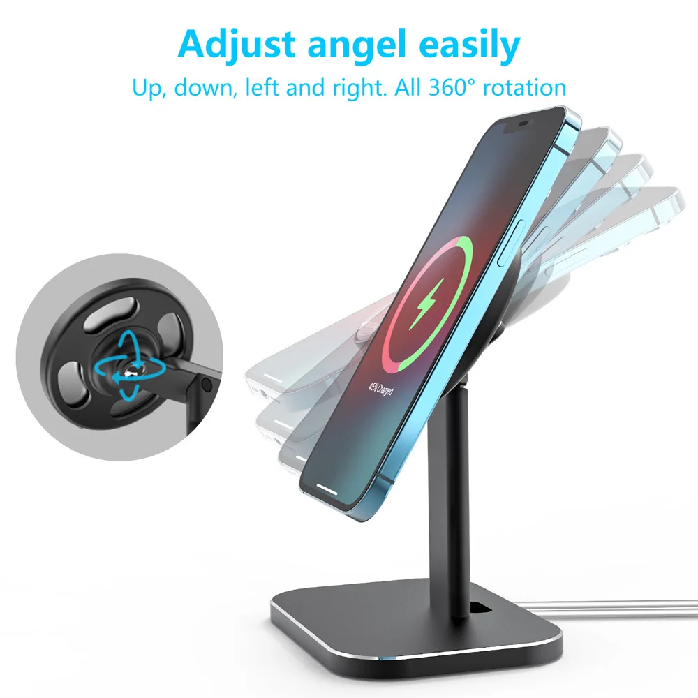 dual device adjustable stand phone holder for magneti chargerapple watchiphone 12propro maxminiiwatch aluminum phone stand free global shipping