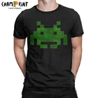 Зеленая джинсовая мужская футболка GEEK Space Invaders, большая хипстерская футболка для геймеров, одежда из чистого хлопка 4XL 5XL