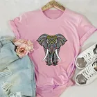 Модная футболка с принтом слона, женские футболки из 100% хлопка, женская футболка, летние футболки больших размеров с круглым вырезом и коротким рукавом, женская одежда