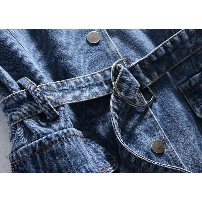 Корейский синий женский джинсовый жилет Летний короткий однобортный топ на