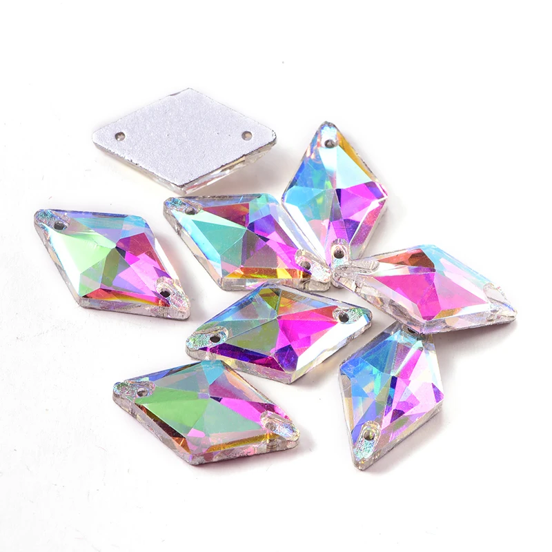 Стразы с ромбами из хрустального стекла пришивные стразы плоской задней частью