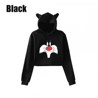 bikinis secret women harajuku cat style tops young girl cute cropped hooded pullover fashion printed hoodies for teenagers