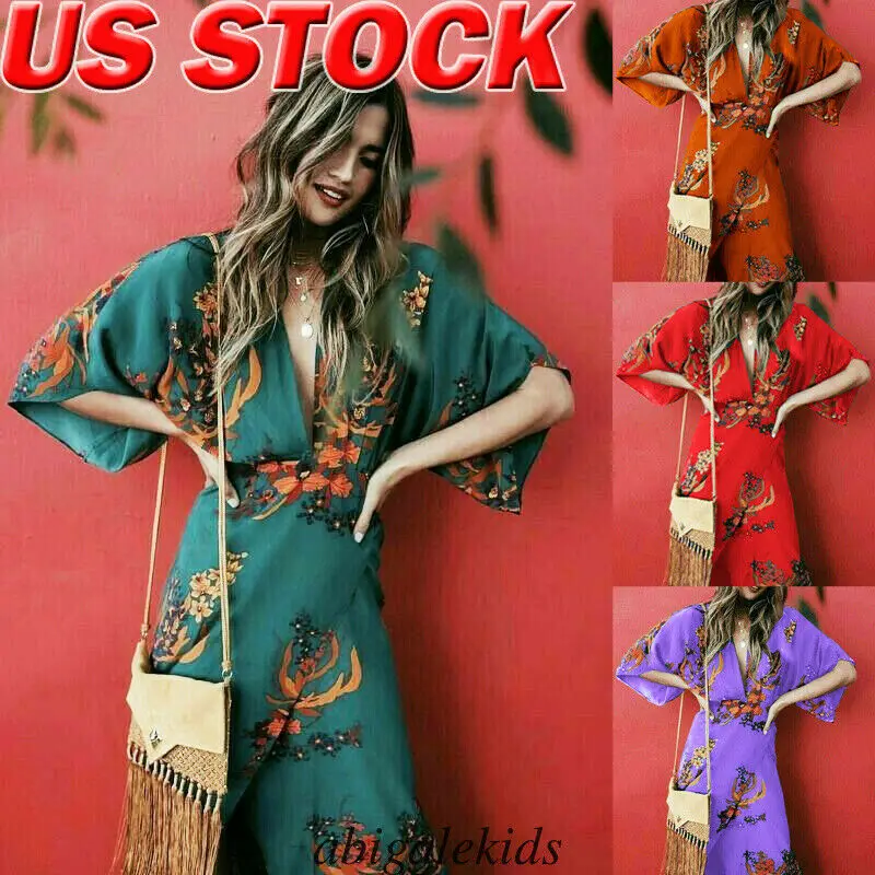 Женское винтажное платье с V образным вырезом цветочным принтом|Женские платья| |