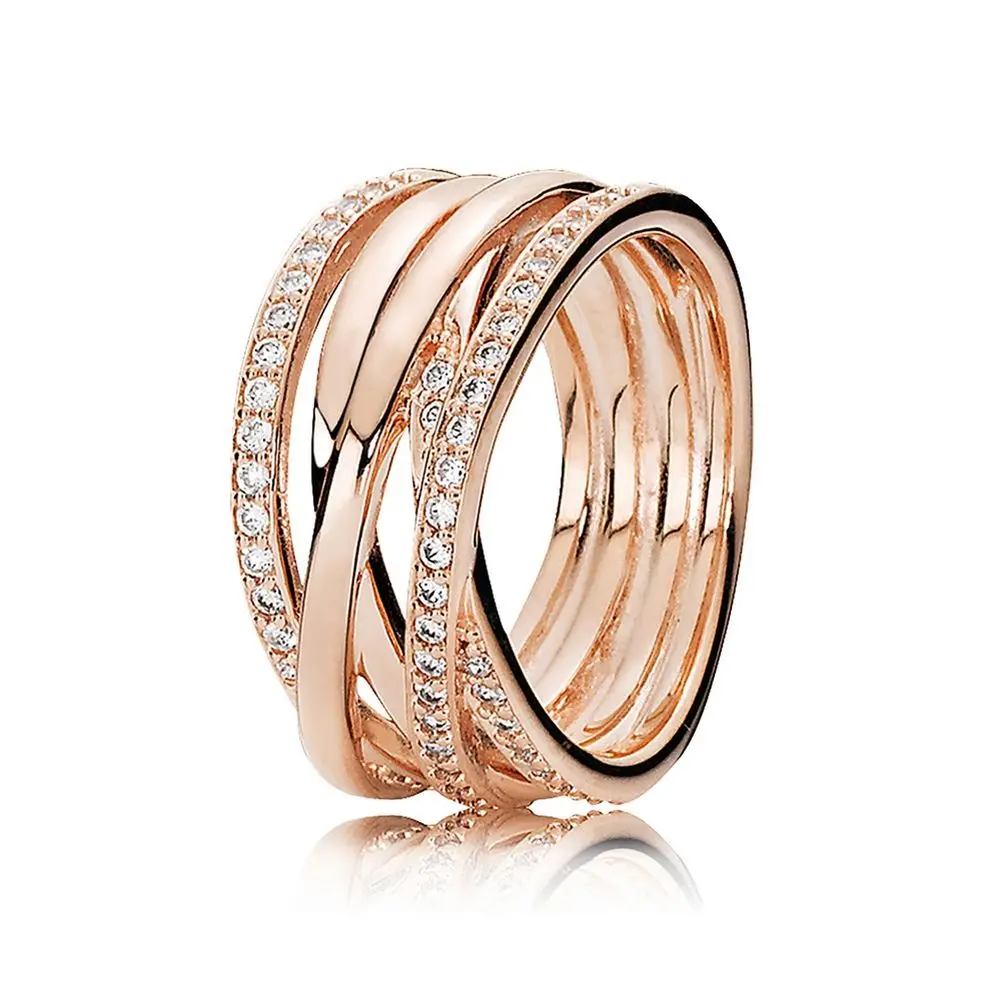 Подлинное 925 пробы Серебряное Оригинальное сверкающее и полированное кольцо