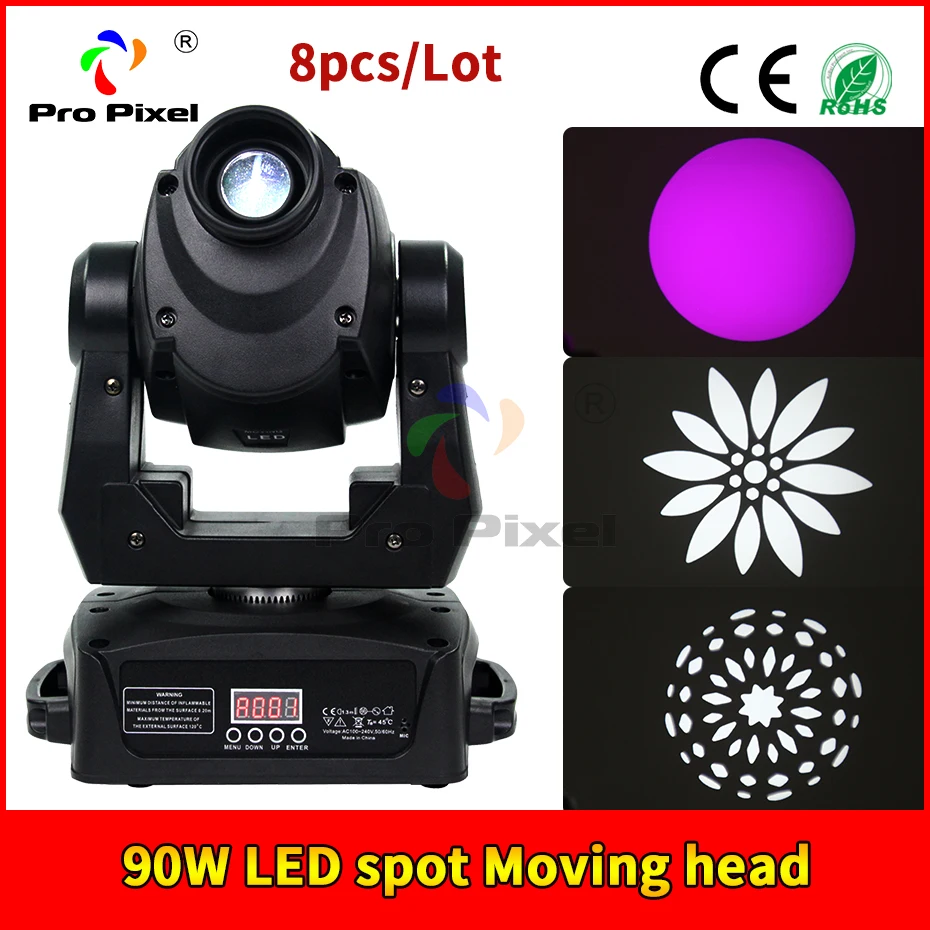 Мини 90 Вт точечный 8 шт. светильник с подвижной головкой светодиодный Dmx Dj Gobo 3