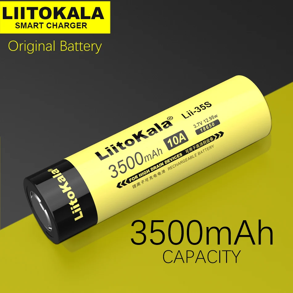 

1-10PCS LiitoKala Lii-35S 18650 Battery3.7V Li-ion 3500mAh Lithium Battery For High Drain Devices.for Flashlight