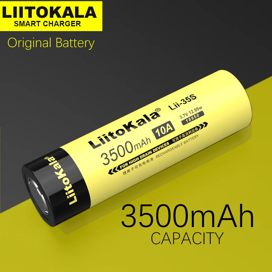 Литий ионный аккумулятор LiitoKala 18650 1 10 шт. 3 7 В 3500 мА · ч для высоких Дренажные