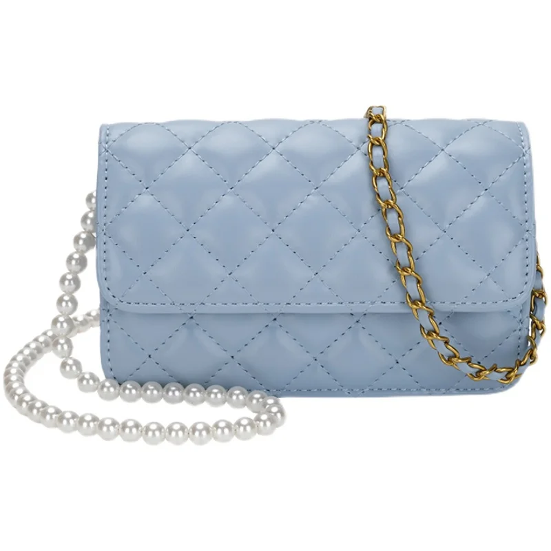 

Elegant Armpit Sling Handbags Solid Color Women PU Leather Pearl Chain Shoulder Bags Simple Shoulder Messenger Bags For Women