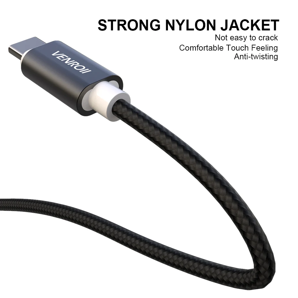 Venroii usb type-C кабель для samsung S9 S8 Быстрая зарядка type-C зарядный провод USB C кабель для Xiaomi mi9 Redmi note 7