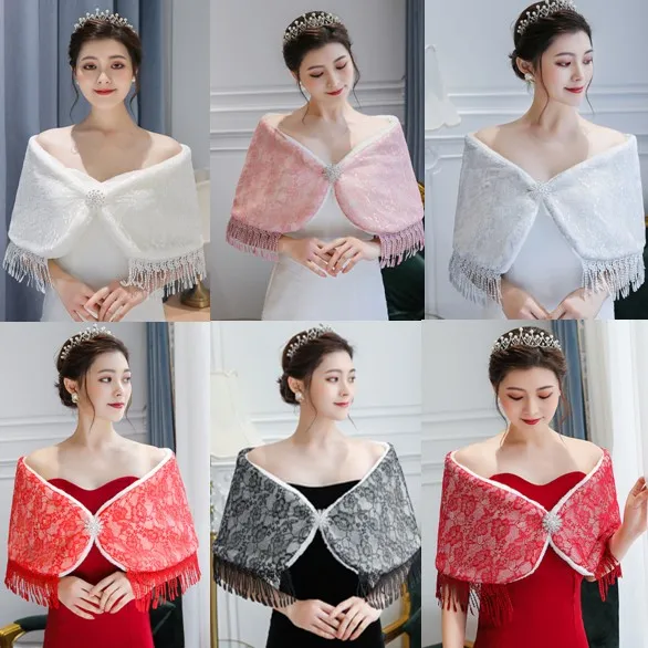 2020 теплая кружевная брошь из искусственного меха белый винный красный серый цвет