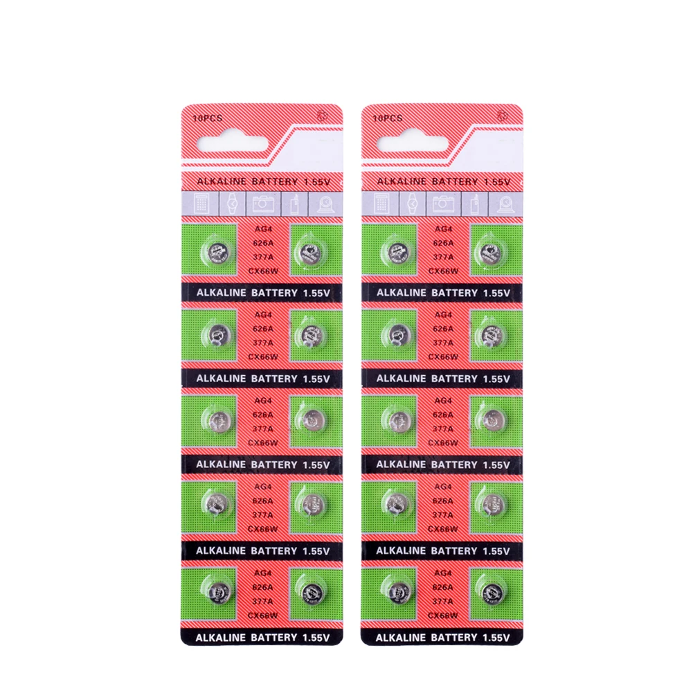 

YCDC 20pcs/2Pack AG4 Alkaline Coin Cell Battery G4 GA4 GP377 L626 177 376 377 565 SR626 SR626SW SR66 V377 Button Battery For Toy