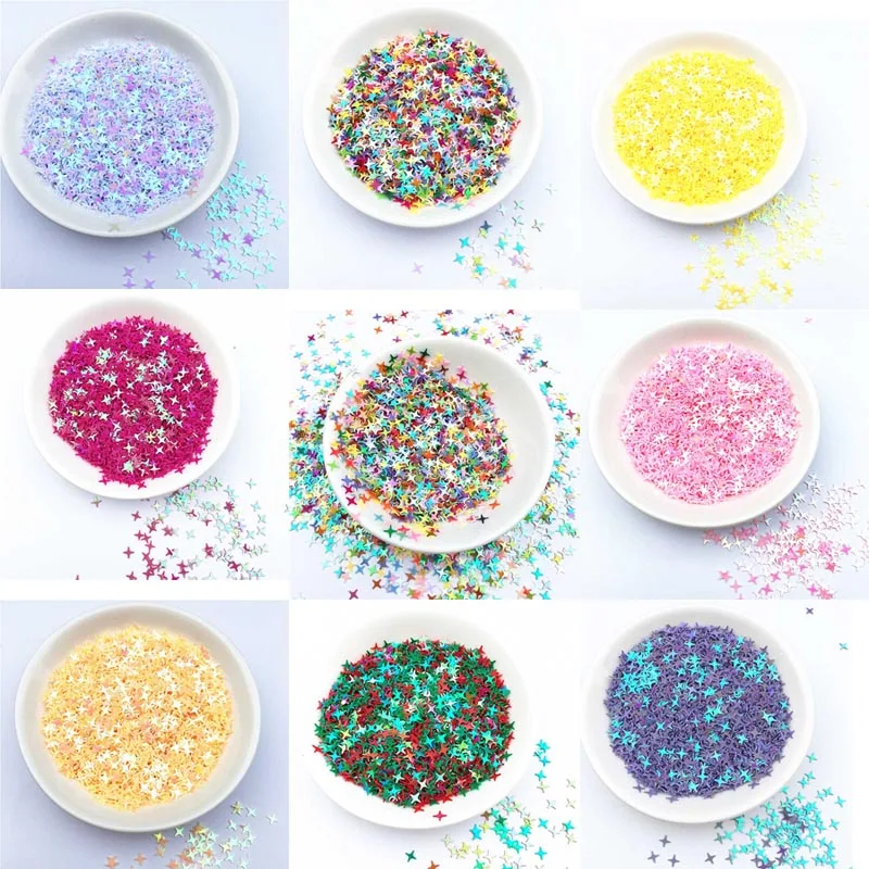 4 мм четырехконечная Звезда Крест блестки ПВХ Кристалл грязи мигающие ногти