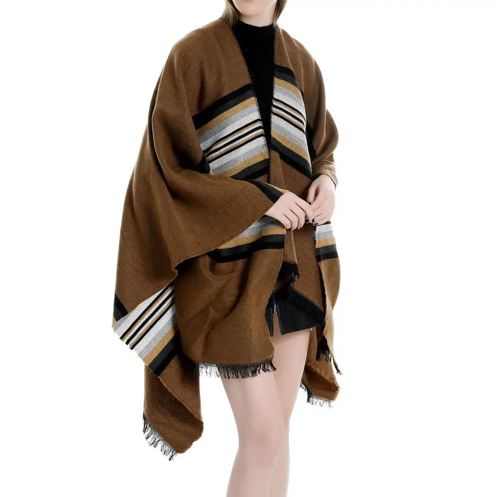 Зимняя накидка для женщин мягкий кашемировый кардиган с принтом шаль пальто