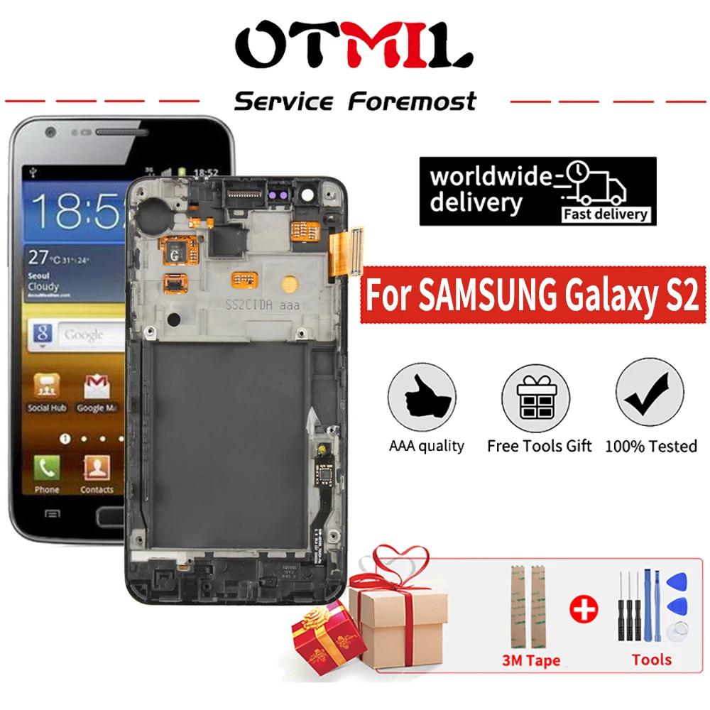 OTMIL 4 3 &quotсжигание тени для SAMSUNG Galaxy S2 ЖК дисплей сенсорный экран дигитайзер с