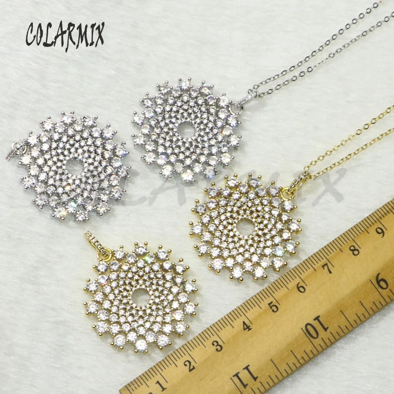 

4Pcs Fashion flower zircon pendant for necklace making high quality Flower pendant gift for lady jewelry pendant for Gift 50192
