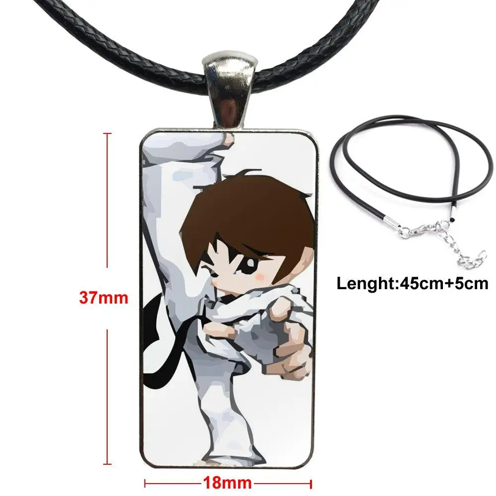 

For Women Jewellery Sport Taekwondo Exquisite Fashion Glass Cabochon Pendant Rectangle Necklace Choker Necklace Jewelry