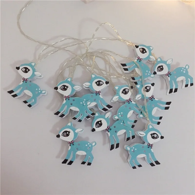 

Cartoon LED String Lights Sika Deer Leds Light for Children Bedroom Window Decoration Cute Animal Ornament Fashion Kurtyna Led