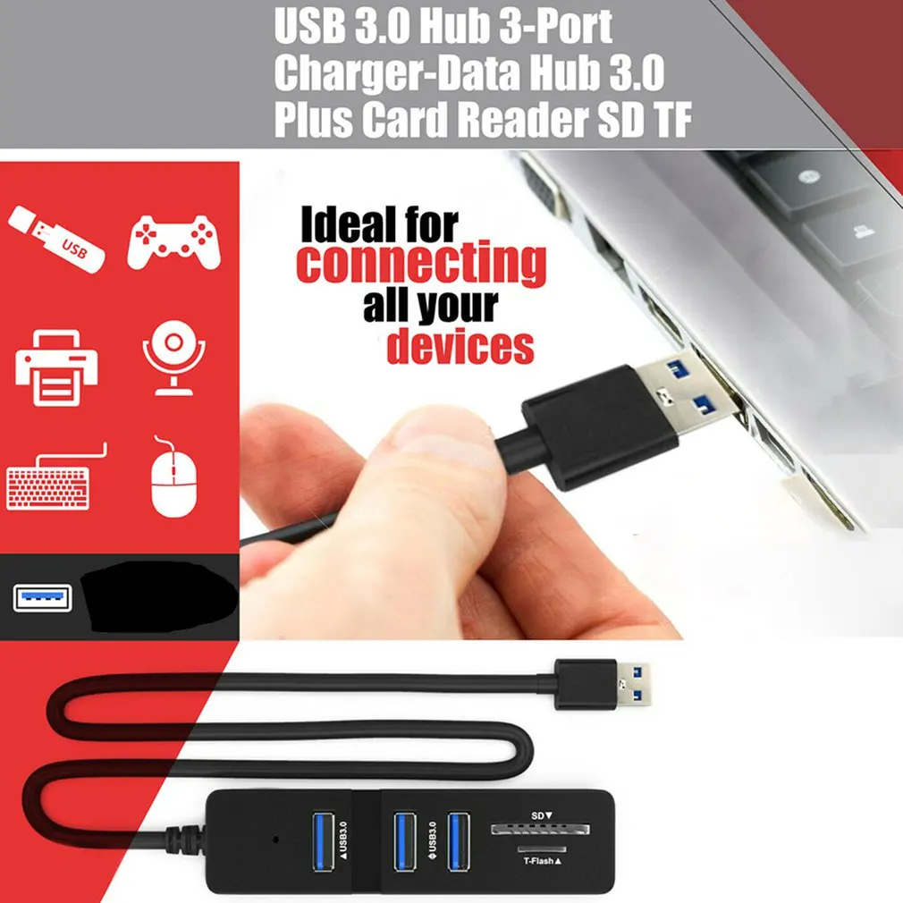 

USB Hub 3.0 Multi USB 3.0 Hub USB Splitter High Speed 3 Ports 2.0 Hab TF SD Card Reader All In One For PC Computer Accessories
