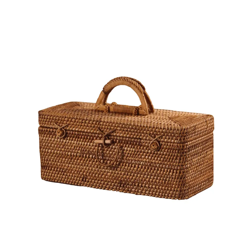 Бесплатная доставка бамбуковый контейнер для хранения чая из ротанга с крышкой и