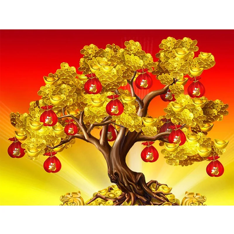 

Diamond Painting 5D Diamonds DIY Money-Tree Cross Stitch Full Square Round Embroidery Colorful Handmade Home Room Wall Decor