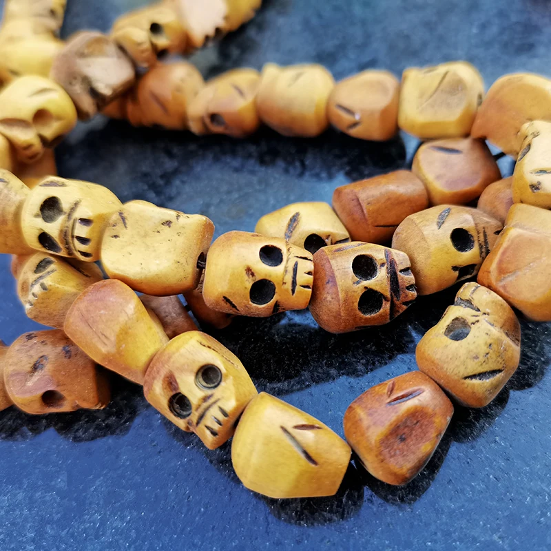 Ручной работы резные бусины из кости яка череп в античном стиле для Хэллоуина