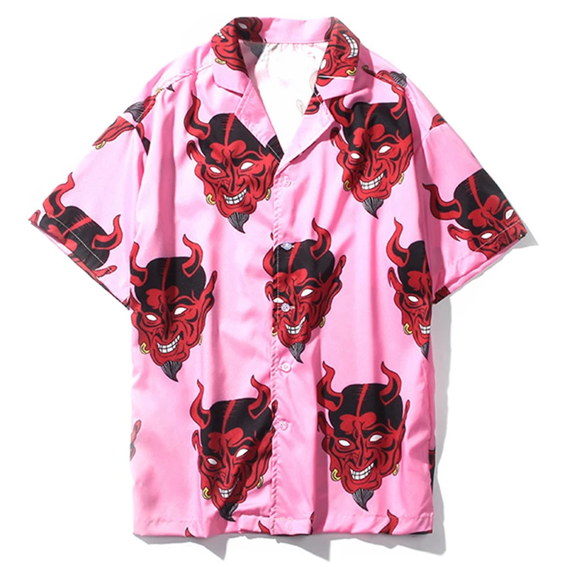 Женская рубашка с принтом демонов Повседневная Свободная блузка в стиле