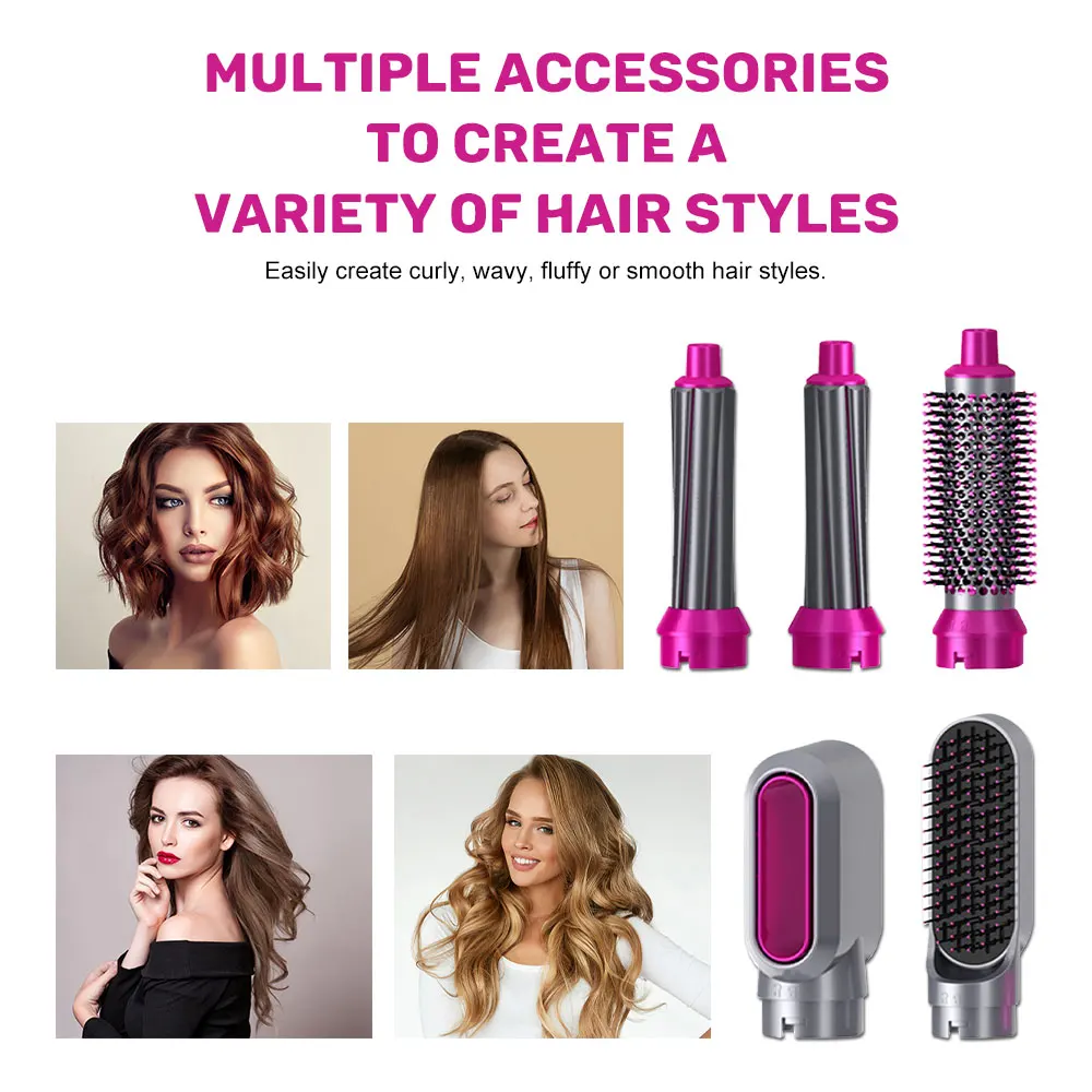 

5 in 1 Electric Hair Dryer Blow Dryer Hair Curling Iron Rotating Brush Hairdryer Hair Straightening Comb Curling Air Hot Brush