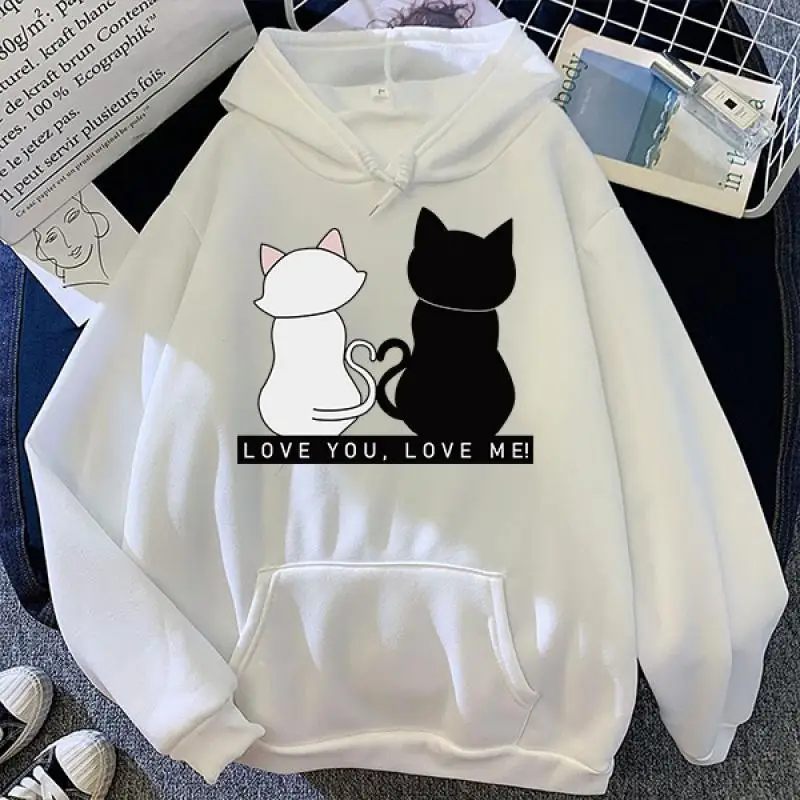 

2021 New Streetwear Hoodies Women Fashion Sweatshirt Autumn Long Sleeve Hoodies Harajuku Hoodie Cute Cat Print Sweatshirt Women