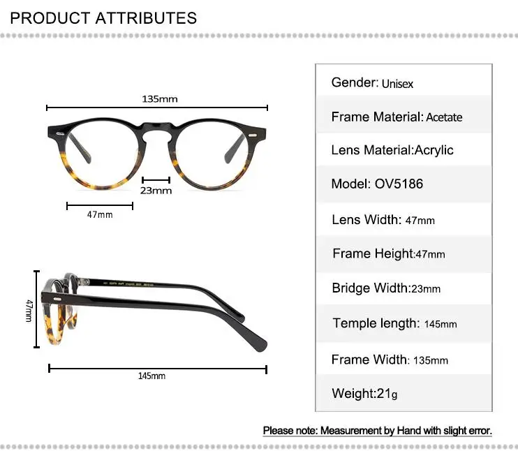 

Retro Round Glasses Frame Unisex Acetate Full Rim Myopia Eyeglasses Brand Designer Clear Lens Goggle Vintage Optical Eyewear