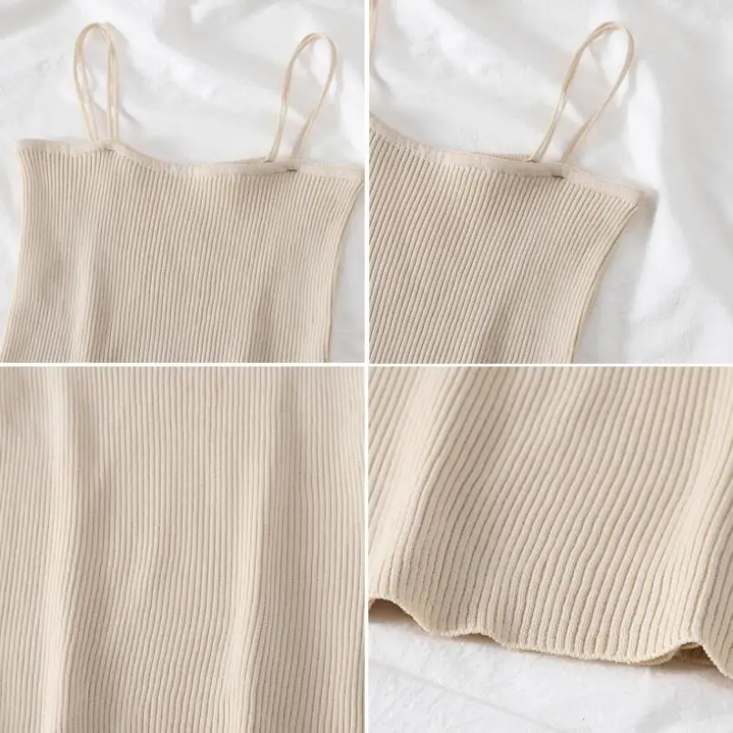 

2020 Spring Autumn Summer Sleeveless Women Vest Crop Top Knitted Solid Color Female Tank Tops Sexy Slim Pullover JW9383