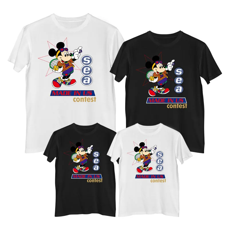 Disney с Микки Маусом футболка летние удобные 100% из хлопка комплекты одежды для