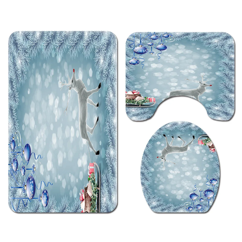 Zeegle коврик для ванной и набор занавесок душа рождественские ковры нескользящий