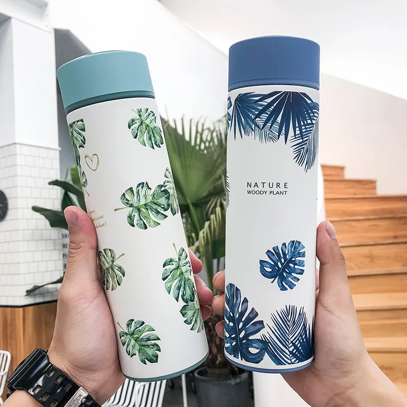 Нордическое зеленое растение матовая нержавеющая сталь вакуумная колба чайная