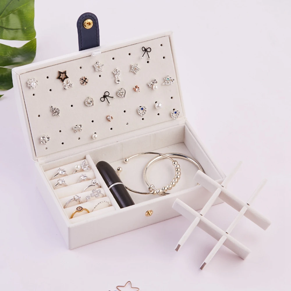 

Portable Jewelry Box Ring Necklance Ear Ring Braclet Soft PU Storage Box Jewelry Organizer for Travel Business Trip