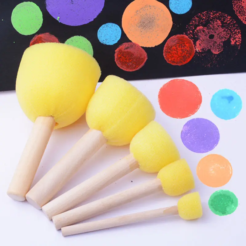 

Diy Wooden Gouache Paints Sponges Graffiti Painting Brushes for Kids Drawing Toys Kindergarten Early Educational Toys