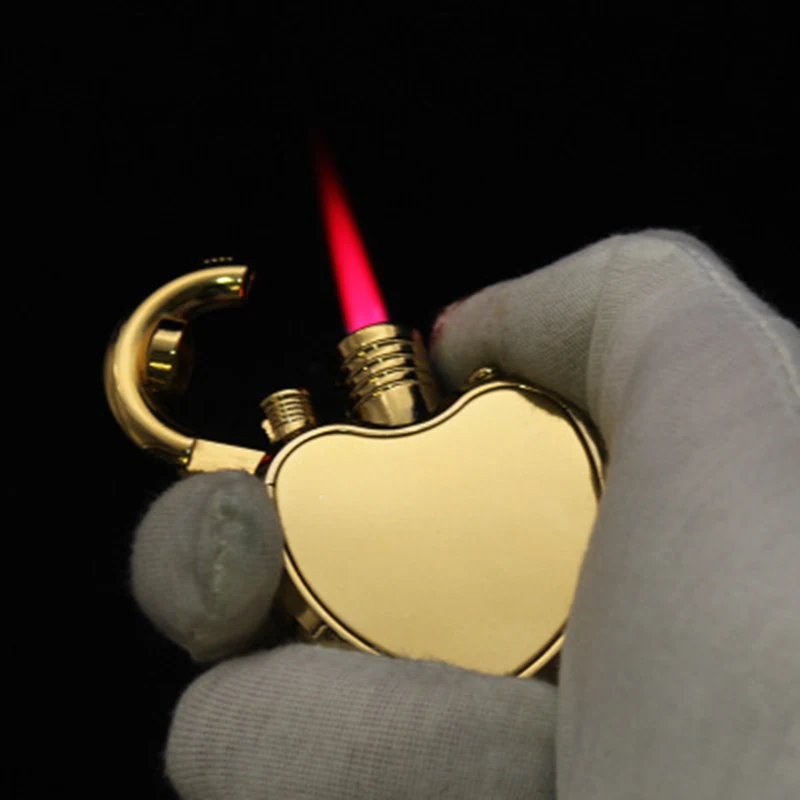 

Love Heart Shape Jet Lighter Butane Turbine Torch Lighters Red Flame 1300C Windproof Inflatable Gas Lighter Gadget