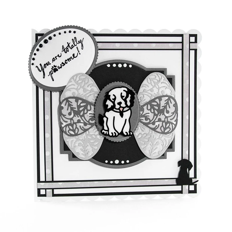 Высечки в виде собаки сидя за окном для изготовления открыток собака