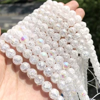 4 6 8 10 12mm white cracked quartz beads for jewerly making crystal round natural stone beads diy bracelet wholesale perles 15