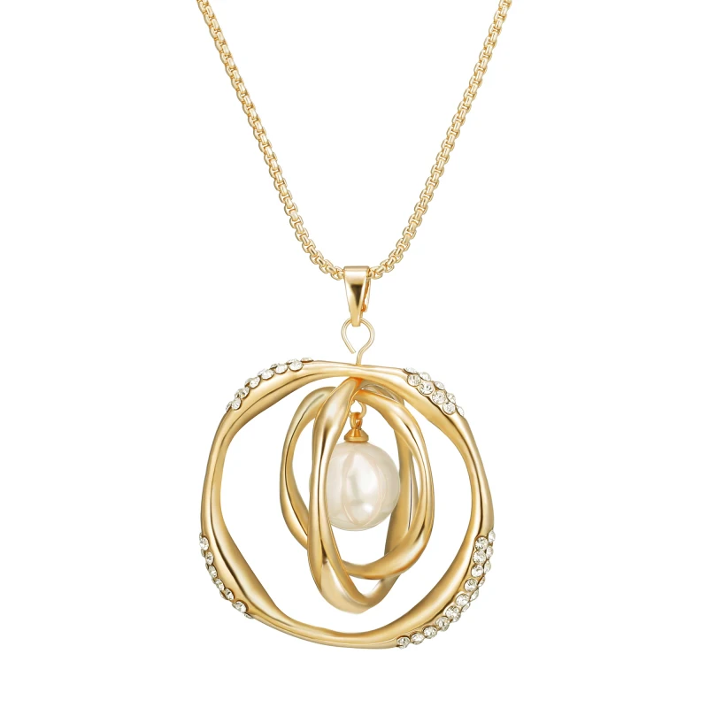 Оптовая цена женское жемчужное Золотое Ожерелье Подвеска Серебристые