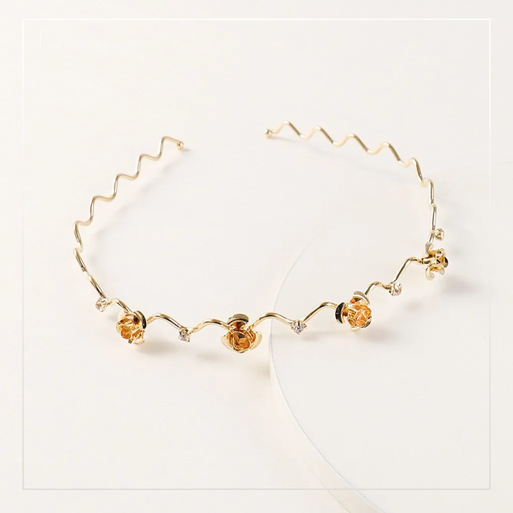 

2021 Ladies Retro Style Hair Accessories Pearl Flower Leaves Headband Woman Simple Vintage Gold Leaf Headband