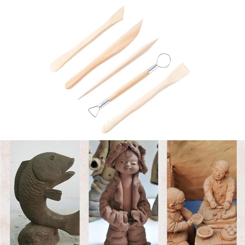 

Wooden Pottery Clay Sculpting Hand Tool Kit for artists Beginners Student Kids