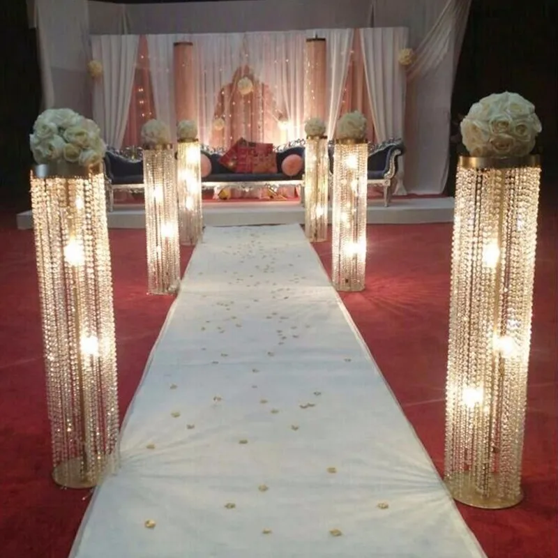

6 PCS 110CM Diameter Crystal Wedding Road Lead Acrylic Centerpiece For Event Party Decoration