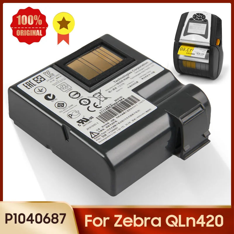 Original Replacement Battery P1040687 for Zebra QLn420 Original Quality Products 4900mAh 7.4V 36.3Wh