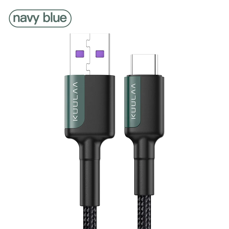 KUULAA 5A usb type-C кабель для huawei mate 20 Pro P20 Lite Supercharge USB C кабель для быстрой зарядки type-C кабель для huawei P30 Pro - Цвет: Navy Blue